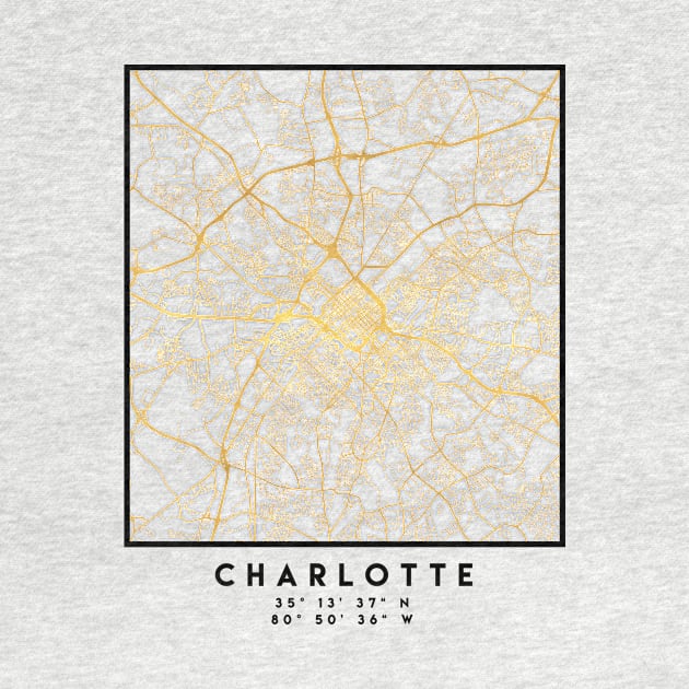 CHARLOTTE NORTH CAROLINA CITY STREET MAP ART by deificusArt